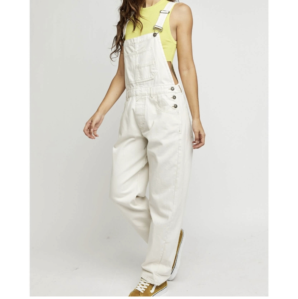 NWT We the Free Ziggy Baggy Overalls L White